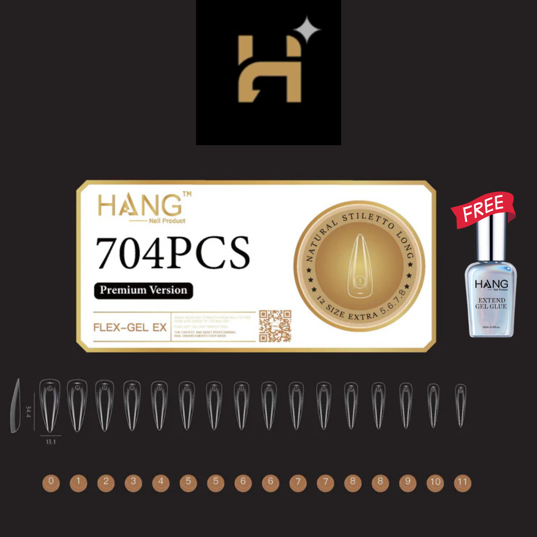 Hang Premium Flex-Gel X Natural Stiletto ( Sâ€“XL ) / Free 1 Hang Extend On Gel 0.5oz
