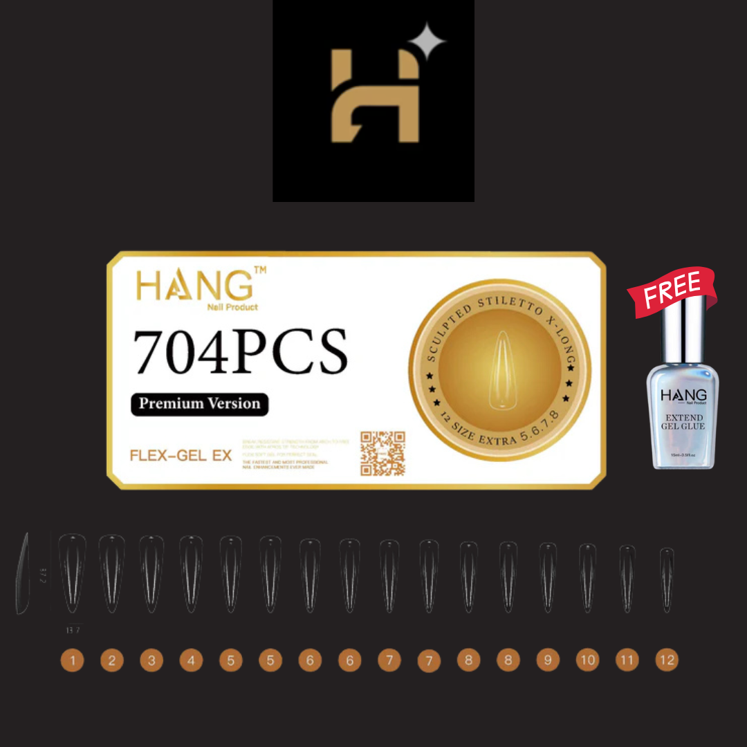 Hang Premium Flex-Gel X Natural Stiletto ( Sâ€“XL ) / Free 1 Hang Extend On Gel 0.5oz