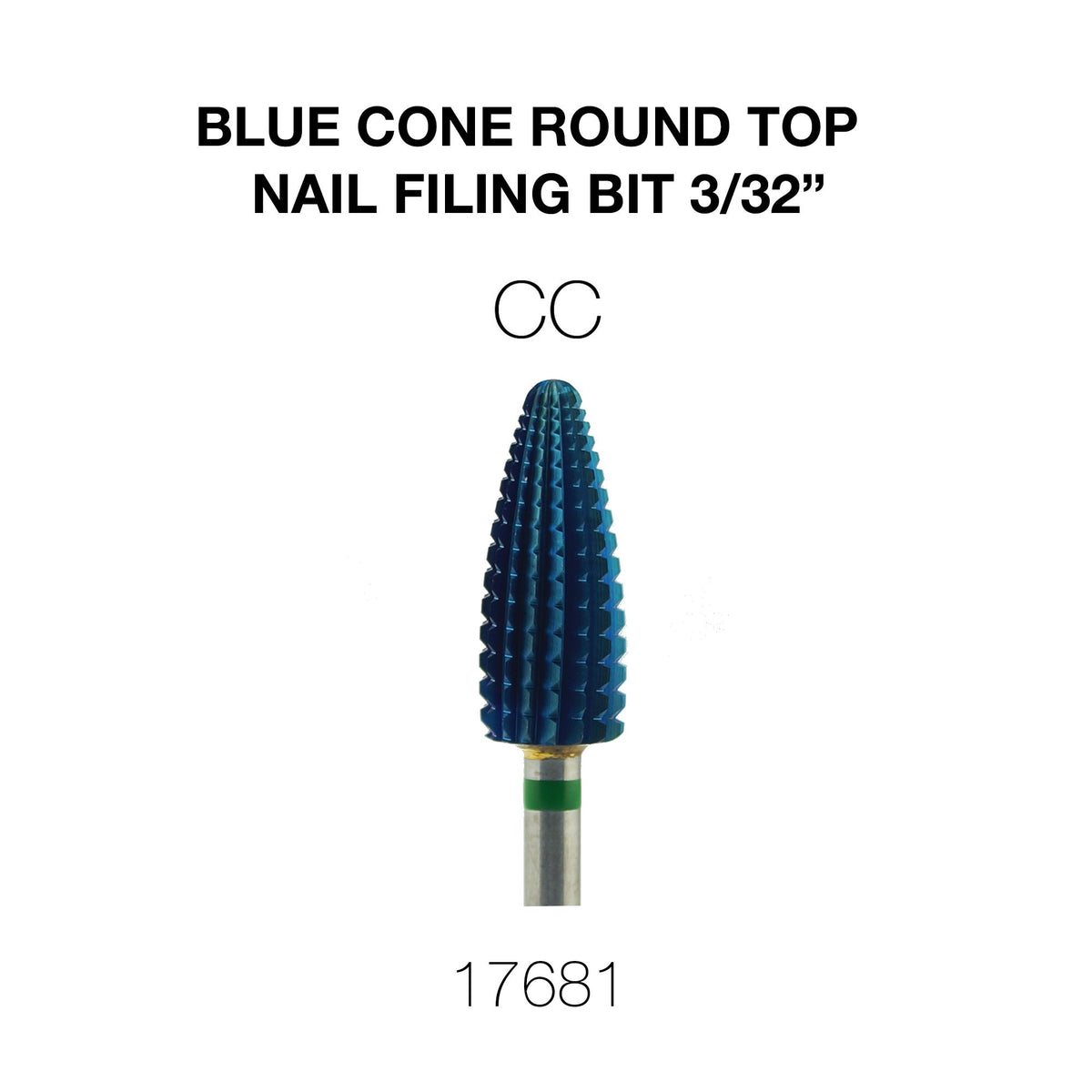 Cre8tion Blue Cone Round Top Nail Filing Bit 3/32"