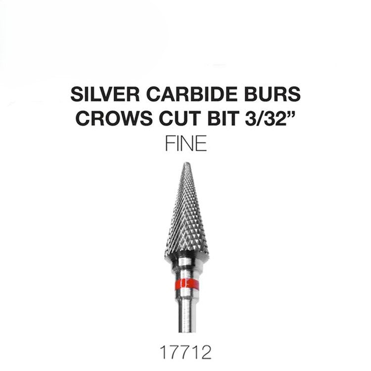 Cre8tion Silver Carbide Burs For Nails - Crows Cut Bit 3/32"