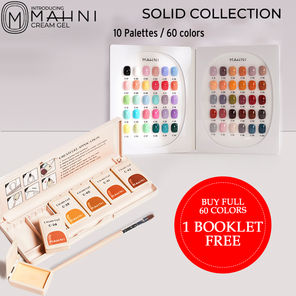 Mahni Cream Gel Solid 10 Palette/6colors: #01-60, Free 1 Book (value $25)