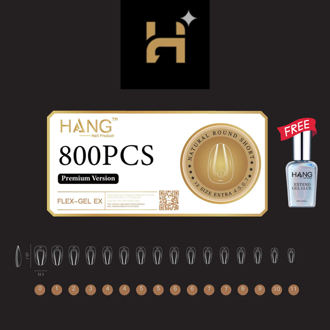 Hang Premium Flex-Gel X Natural Round ( S â€“ L ) / Free 1 Hang Extend On Gel 0.5oz