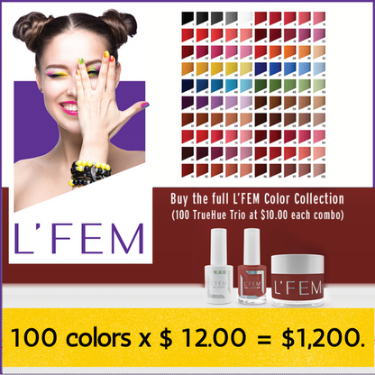 Set of L'Fem 100 colors trio (Gel+Lacquer+powder) Free 2 colors charts - Free 2 Set Cateye MERMIAD and DIAMOND($370)