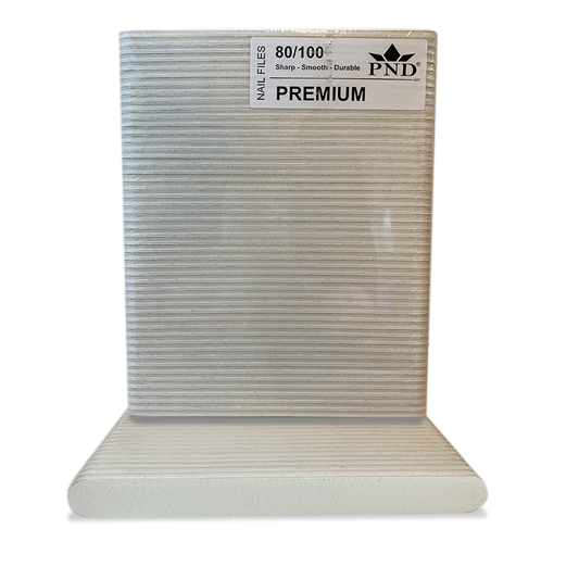 PND Premium Nail Files Pack/50pcs - White 80/100 Coarse/Medium
