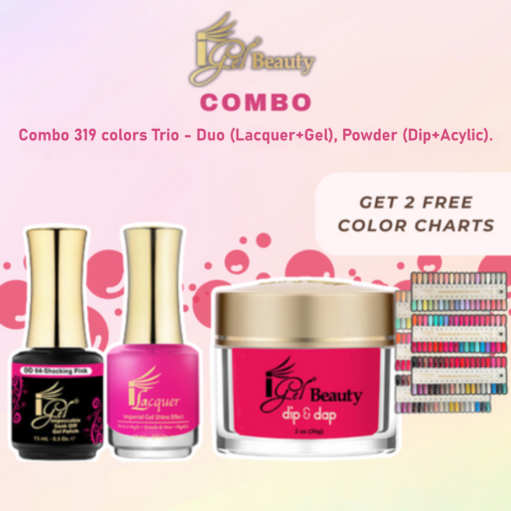 iGel Collection: Combo 319 colors Trio - Duo (Lacquer+Gel), Powder (Dip+Acylic).