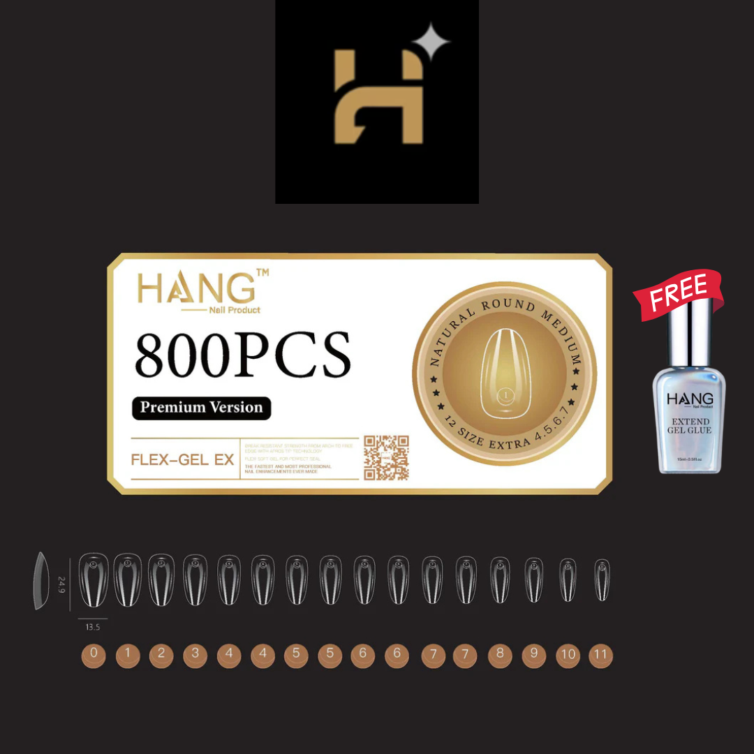 Hang Premium Flex-Gel X Natural Round ( S â€“ L ) / Free 1 Hang Extend On Gel 0.5oz