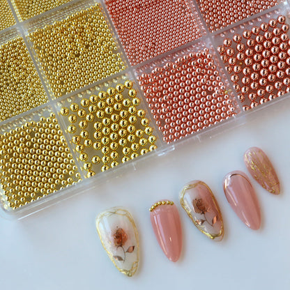 Cre8tion Nail Art Accessory Assorted Rose Gold & Gold Beads 05