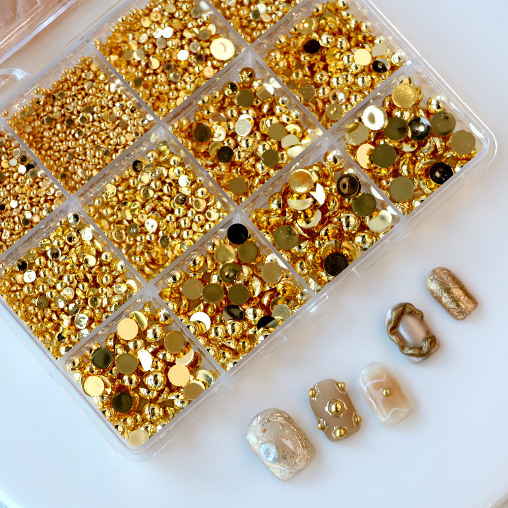 Cre8tion Nail Art Accessory Gold Flat Bottom 01