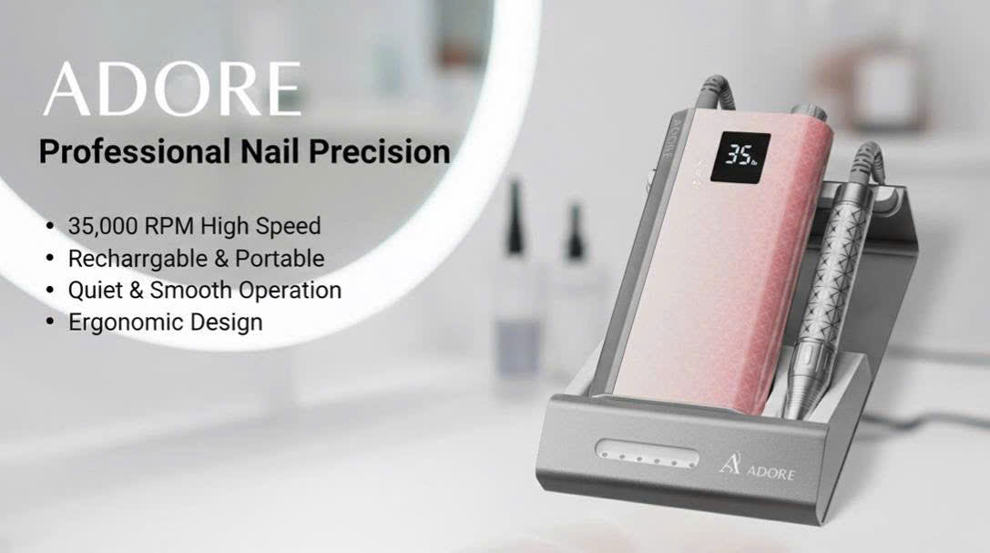 ADORE Professional Nail Drill | 35,000 RPM Brushless E-File for Salon & Home