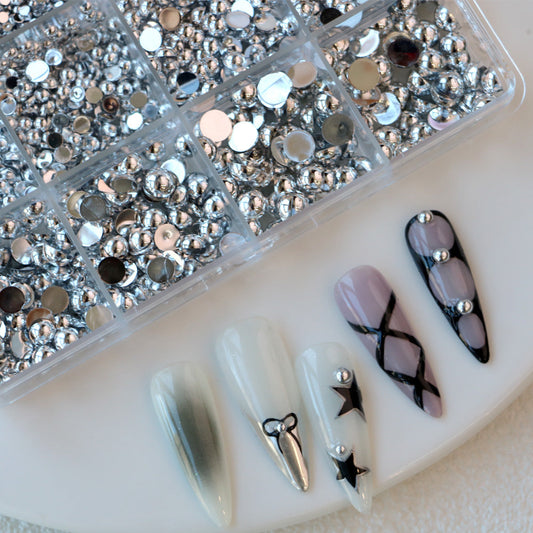 Cre8tion Nail Art Accessory Silver Flat Bottom 02