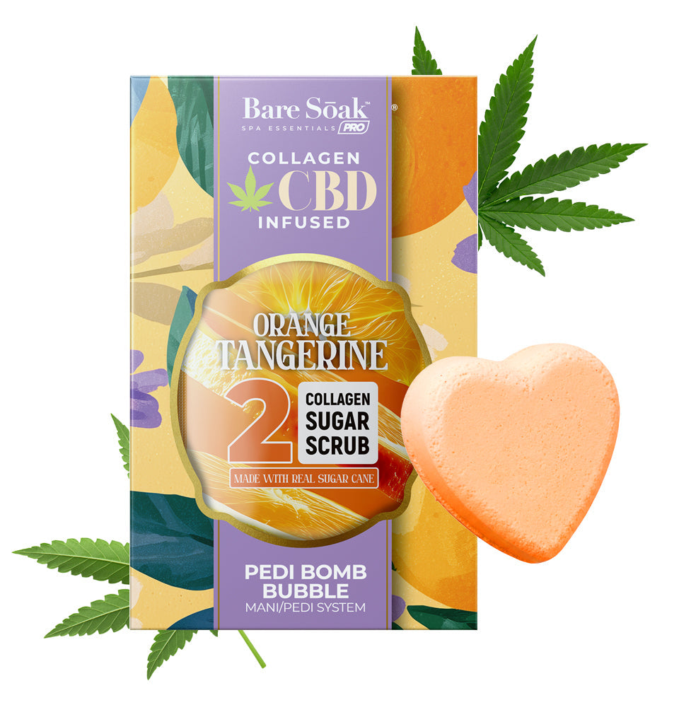 Bare Soak Collagen CBD Infused Pedi Bomb • 4 Steps Kit - Orange Tangerine