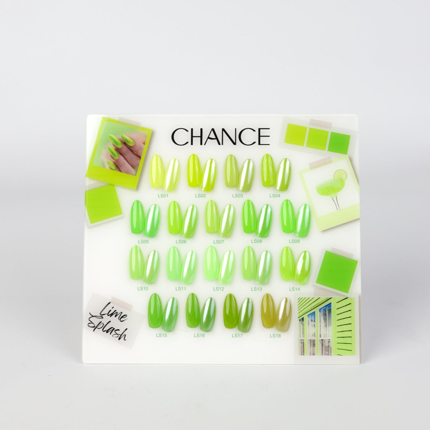 Chance Counter Display Color Chart - Lime Splash Collection 18 colors