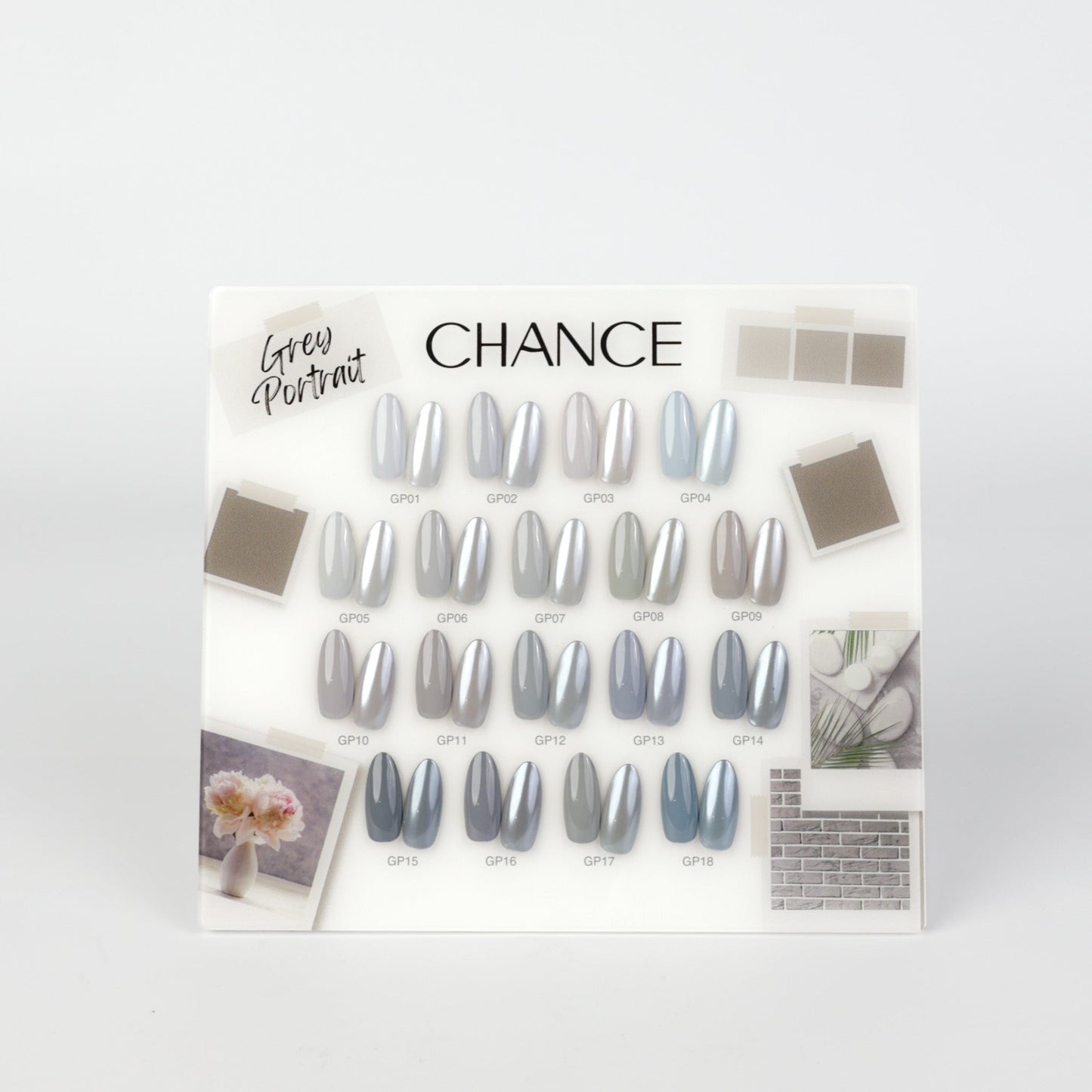 Chance Counter Display Color Chart - Grey Portrait Collection 18 colors