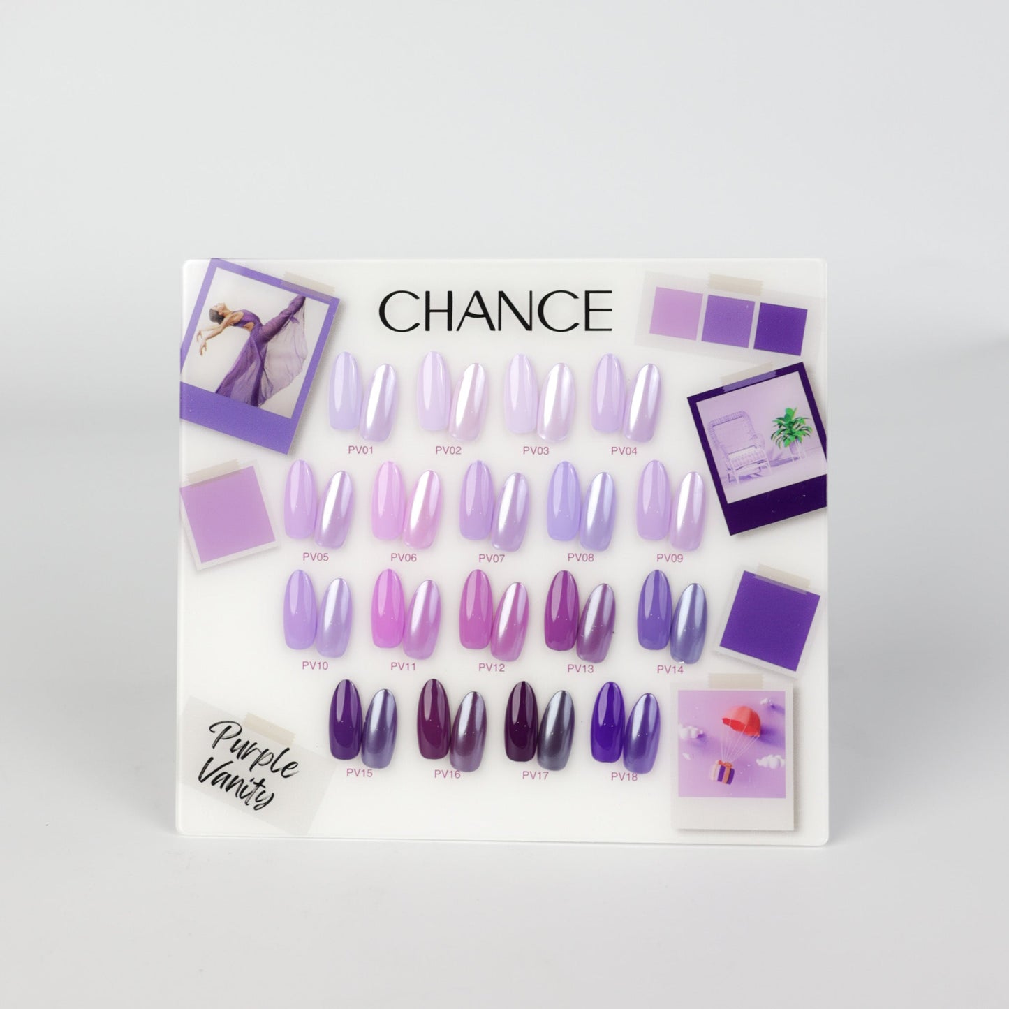 Chance Counter Display Color Chart - Purple Vanity Collection 18 colors