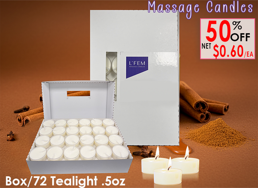L'Fem Massage Candle Tealight .5oz. Box/72pcs - #20 Sexy Cinnamon Clove