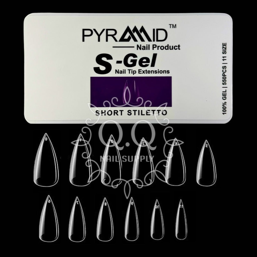 Pyramid Soft Gel Nail Tip Extensions - Short Stiletto (550pcs)