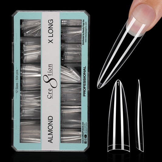 Cre8tion Special Shape Tip Almond Clear - Extra Long