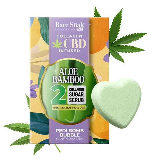 Bare Soak Collagen CBD Infused Pedi Bomb • 4 Steps Kit - Aloe Bamboo