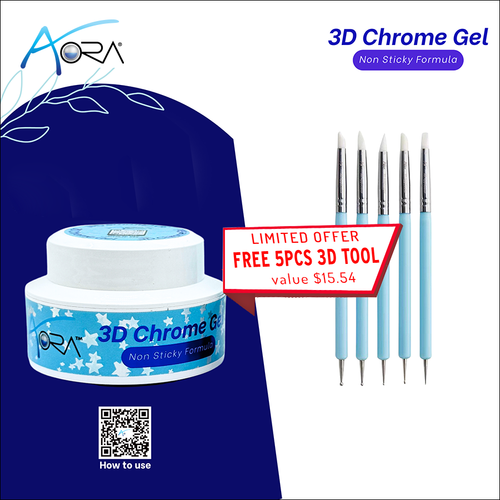 Aora 3D Chrome Gel 25g, Free 1 Set/5 pcs 3D Applicator Tool