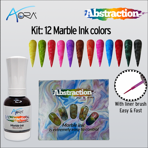 Aora Kit/12pcs - Abstraction Marble Ink 12 colors