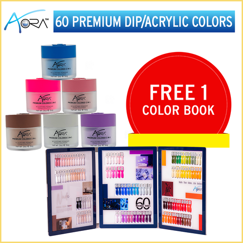 Aora Premium Dip_Acrylic 2oz #01 - #60 = 60 colors x $13.50, Free 1 Color Booklet