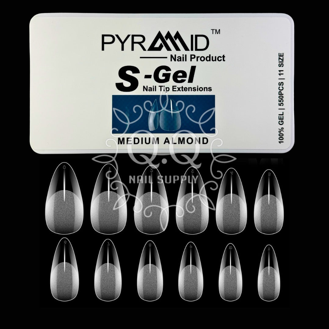 Pyramid Soft Gel Nail Tip Extensions - Medium Almond (550pcs)