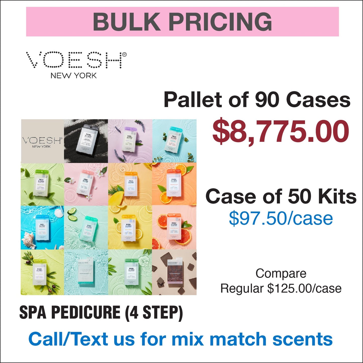 PALLET DEAL - Voesh 4 Step Spa Pedicure - Pallet/90 cases, 50 kits/case