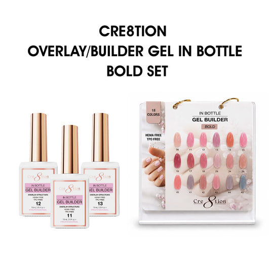Cre8tion Gel Collection - Overlay/Brush on Builder 0.5oz Bold - Set 18 Colors w/ 1 Calendar Display