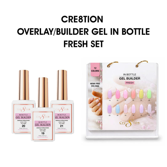 Cre8tion Gel Collection - Overlay/Brush on Builder 0.5oz Fresh - Set 12 Colors w/ 1 Calendar Display