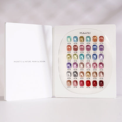 Mahni Cream Gel Glitter/Cat Eye Collection Book - 36 Colors