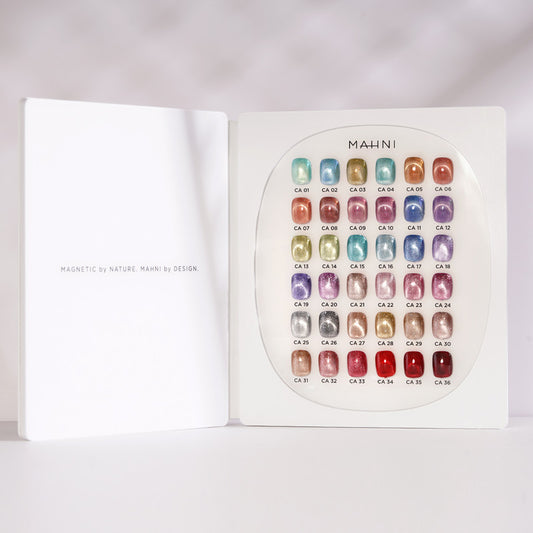 Mahni Cream Gel Glitter/Cat Eye Collection Book - 36 Colors
