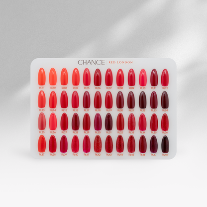 Chance Red London Collection - 48 TPO & HEMA FREE Gel Colors w/ 2 Color displays  (free 12 base, 12 top gel)