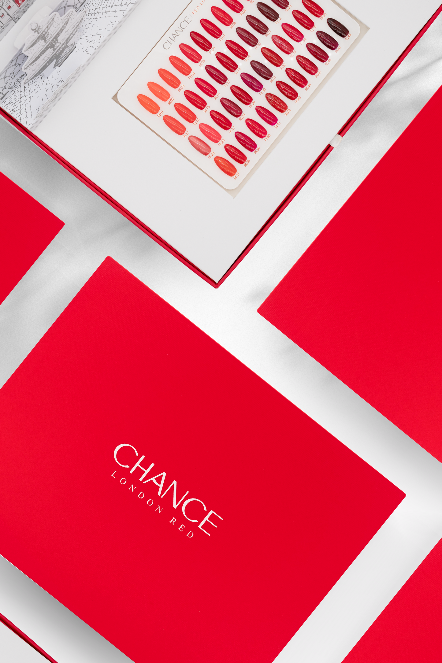 Chance Red London Collection - 48 TPO & HEMA FREE Gel Colors w/ 2 Color displays  (free 12 base, 12 top gel)