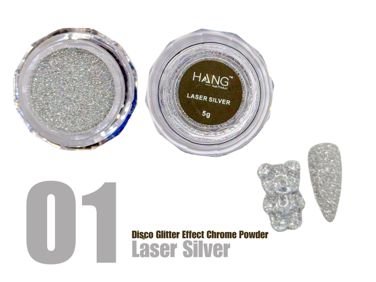 12-Color Disco Glitter Laser Effect Chrome Powder Set + Free Display
