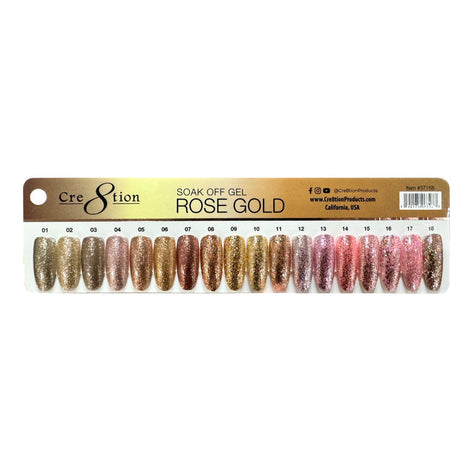 Creation Rose Gold Gel 0.5oz - Full Set 18 colors w/ 3 Top Diamond 0.5oz & 1 Color Chart