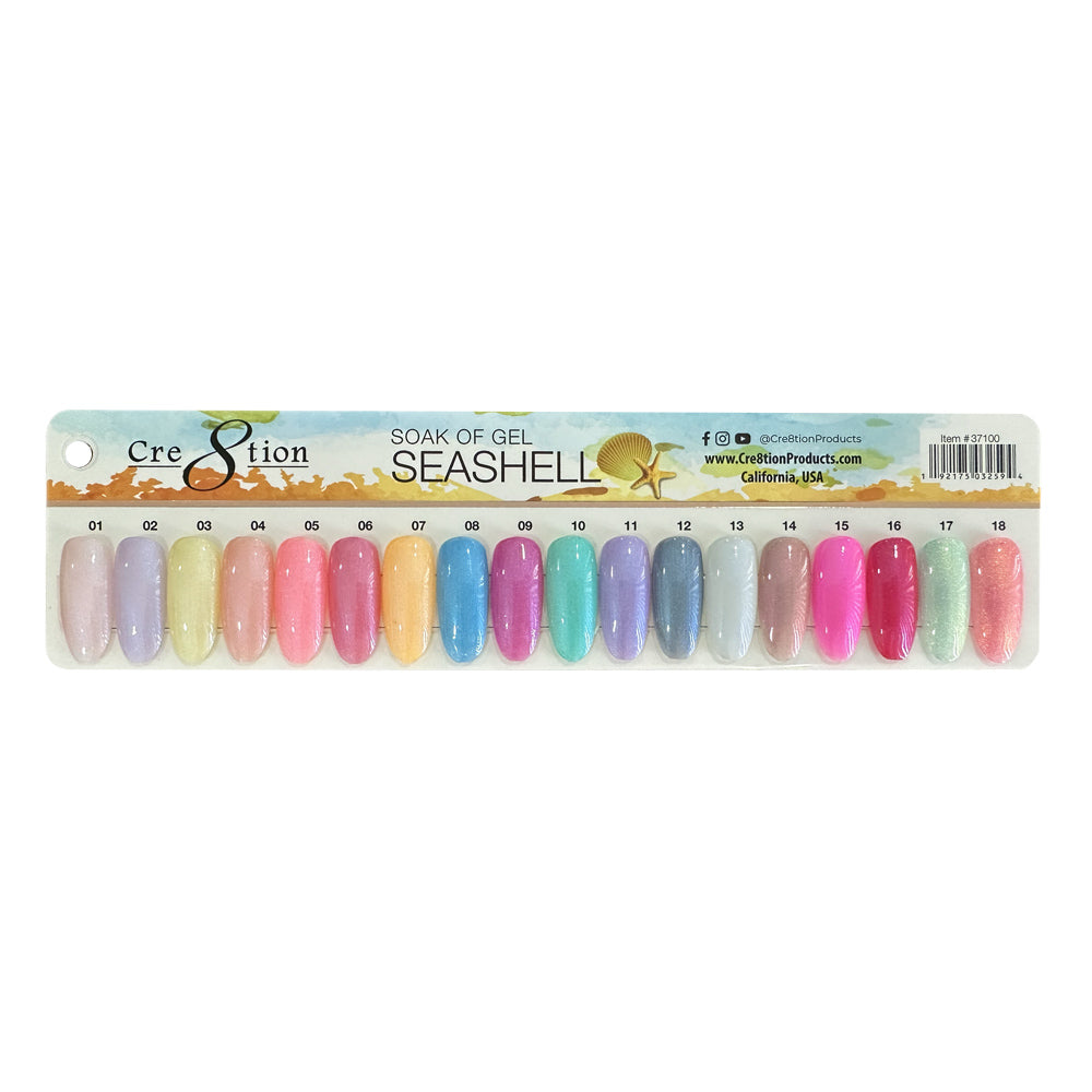 Creation SeaShell Gel 0.5oz - Full Set 18 colors w/ 3 Top Diamond 0.5oz & 1 Color Chart