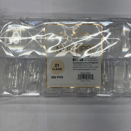 Creation Nail Tips 21 Clear 550pcs