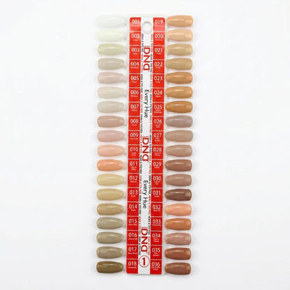 DND Duo Matching Color (HEMA/TPO Free) - 36 Colors Board 1 - Every Hue (#001 - #036) w/ 1 Color Chart