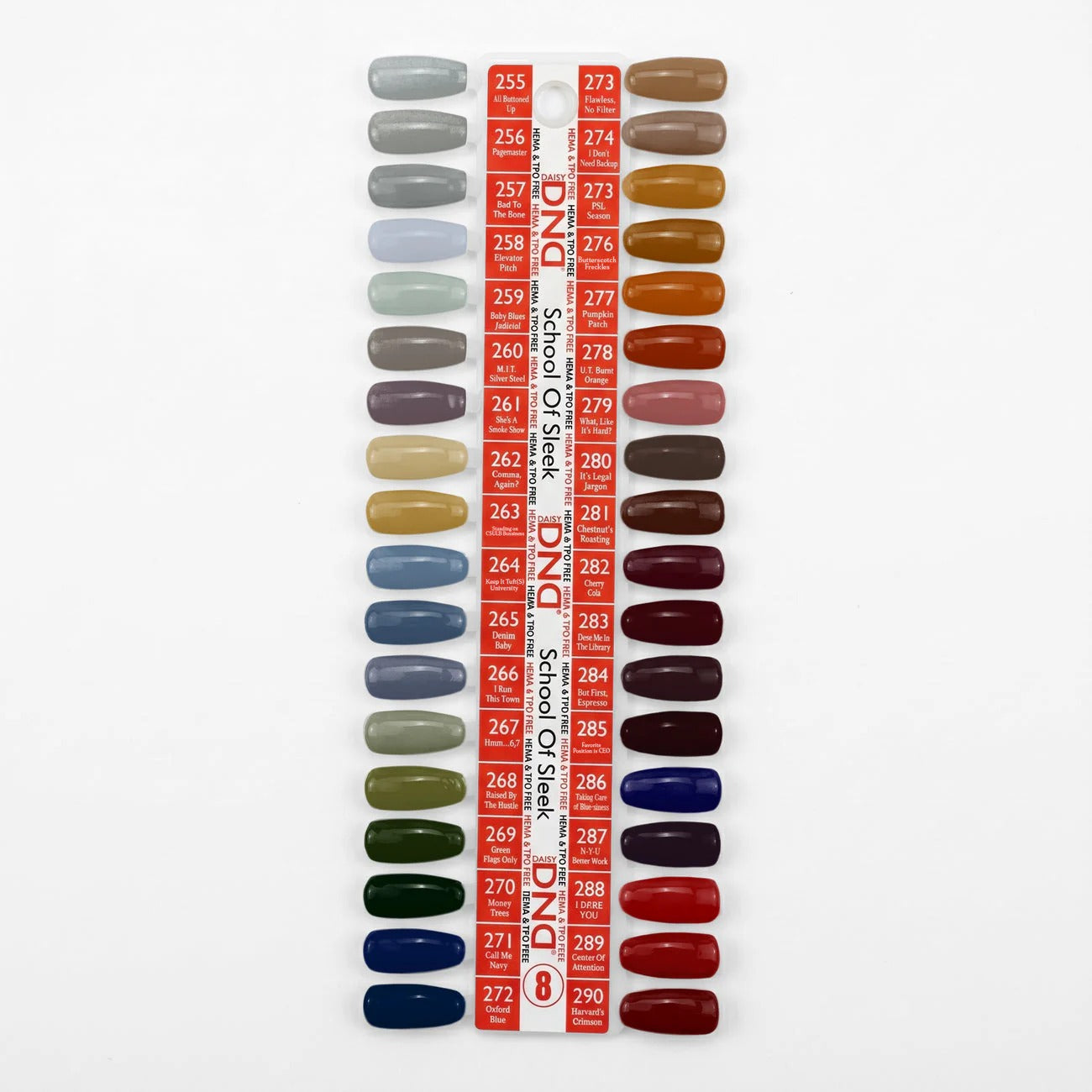 DND Duo Matching Color (HEMA/TPO Free) - 36 Colors Board 8 - School Of Sleek (#255 - #290) w/ 1 Color Chart