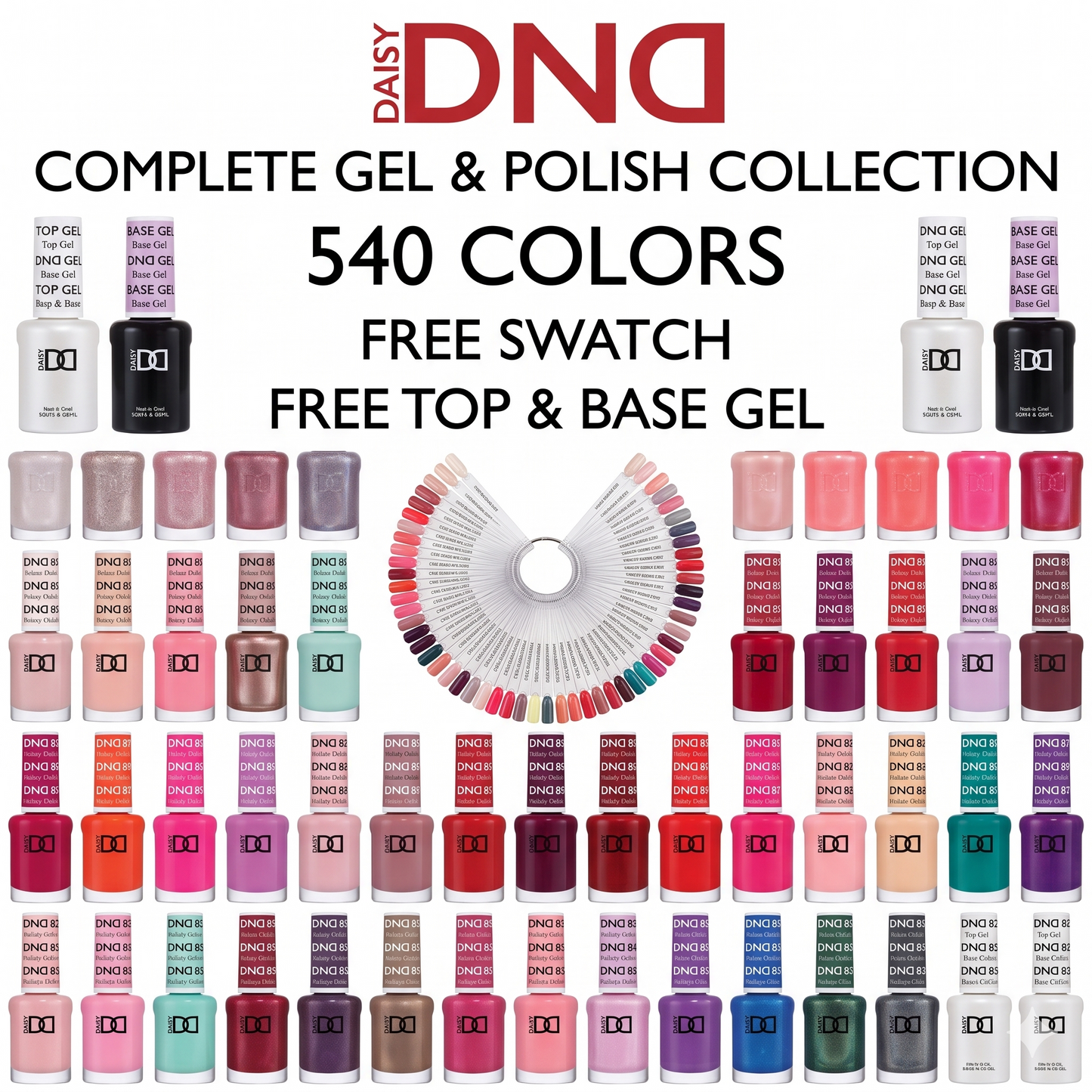 DND Gel & Polish Duo Polish + Matching Lacquer Full Collection - 15 Tips - 540 Colors