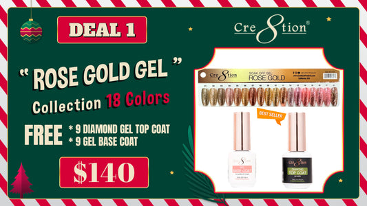 DEAL 1 Rose Gold Gel Collection 18 Colors (Free 9 Diamond Gel Top coat and 9 Gel base coat)