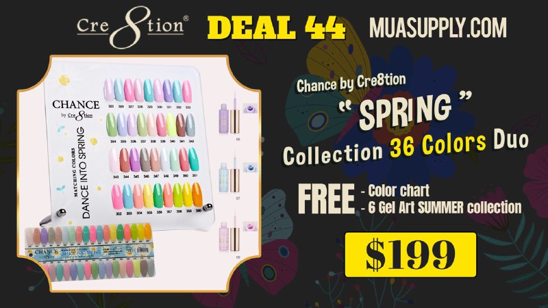 Deal 44 Chance by Cre8tion: SPRING Collection 36 Colors Duo FREE - Color chart and 6 Gel Art SUMMER collection