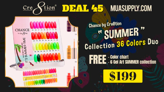 Deal 45 Chance by Cre8tion: SUMMER Collection 36 Colors Duo FREE - Color chart and 6 Gel Art SUMMER collection