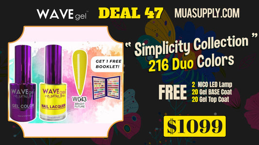 Deal 47 by WAVEGel: Simplicity Collection  216 Duo Colors FREE - 2 NICO LED Lamp, 20 Gel base coat and 20 Gel top coat