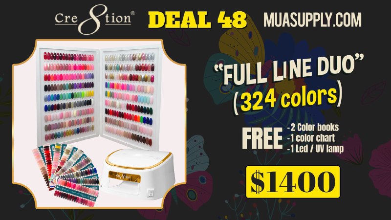 Deal 48 by Cre8tion: FULL LINE DUO 324 Colors FREE - 2 Color Book, 1 color chart 1 Led/UV lamp