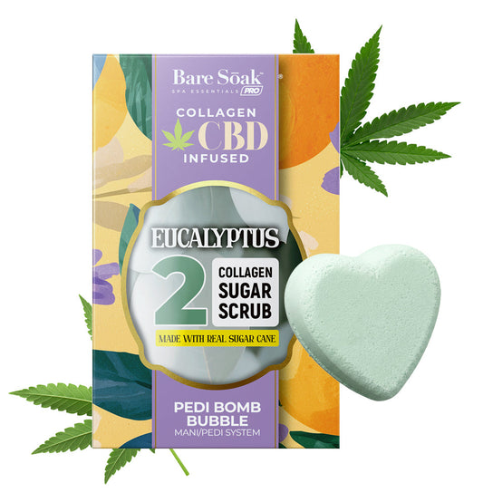 Bare Soak Collagen CBD Infused Pedi Bomb • 4 Steps Kit - Eucalyptus