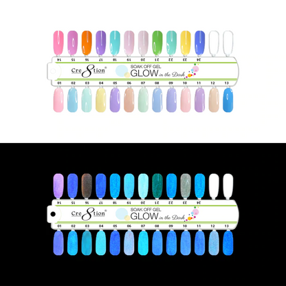Creation Glow in the Dark Gel 0.5oz - Full Set 36 colors w/ 3 Top Glow in the Dark 0.5oz & 1 Color Chart