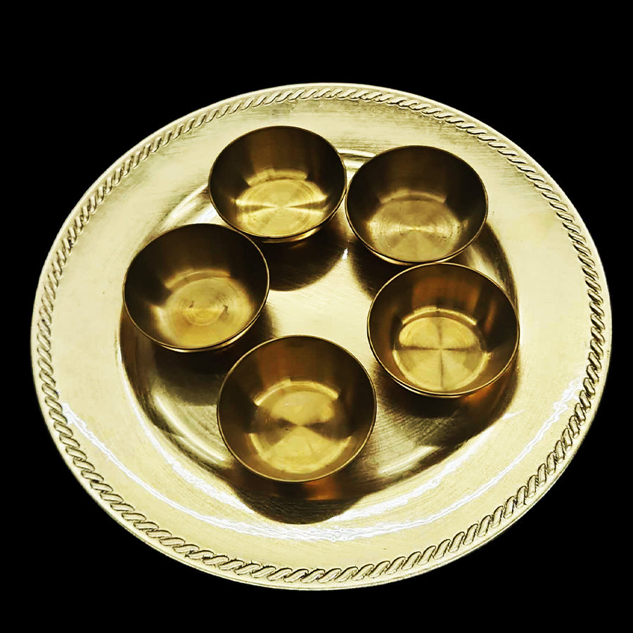 Mademoiselle Plate + 5 cup holder - Gold