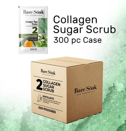 Bare Soak Bundle Case 240pc - Collagen Sugar Scrub - Green Tea Yuzu