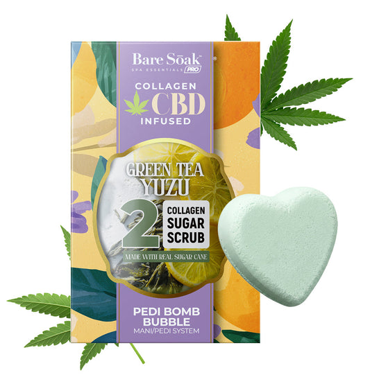Bare Soak Collagen CBD Infused Pedi Bomb • 4 Steps Kit - Green Tea Yuzu